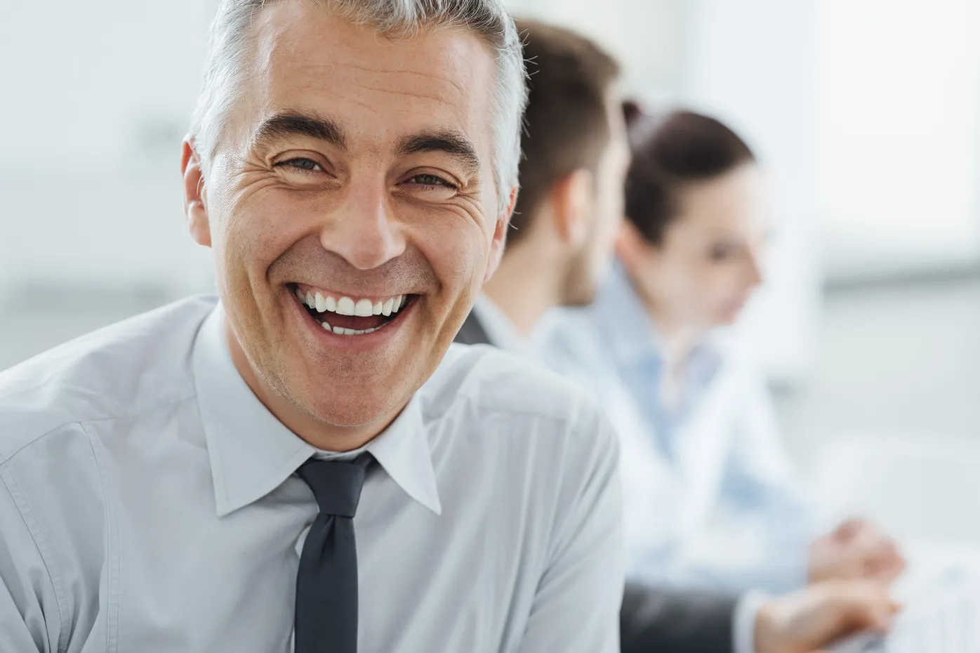 Smiling man portrait used for dental advertising or patient testimonial style imagery